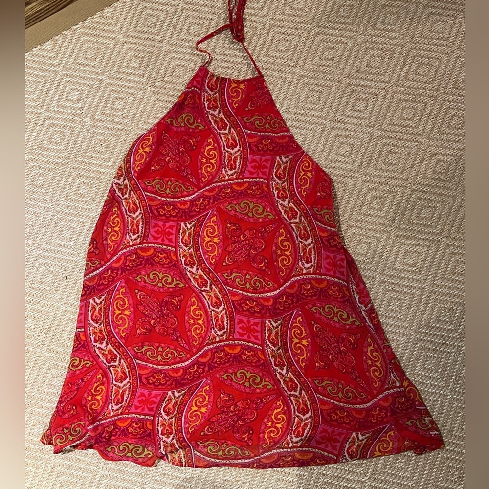 Show Me Your Mumu red and orange Halter Dress | Size Small
